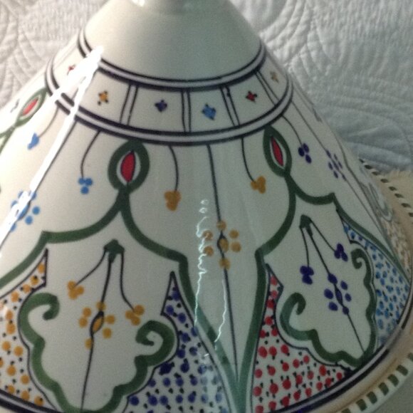 NWOT Traditional Ceramic Tagine Pot, Moroccan Tagine, Ikat, "AMIRA", Cookware - Picture 3 of 5